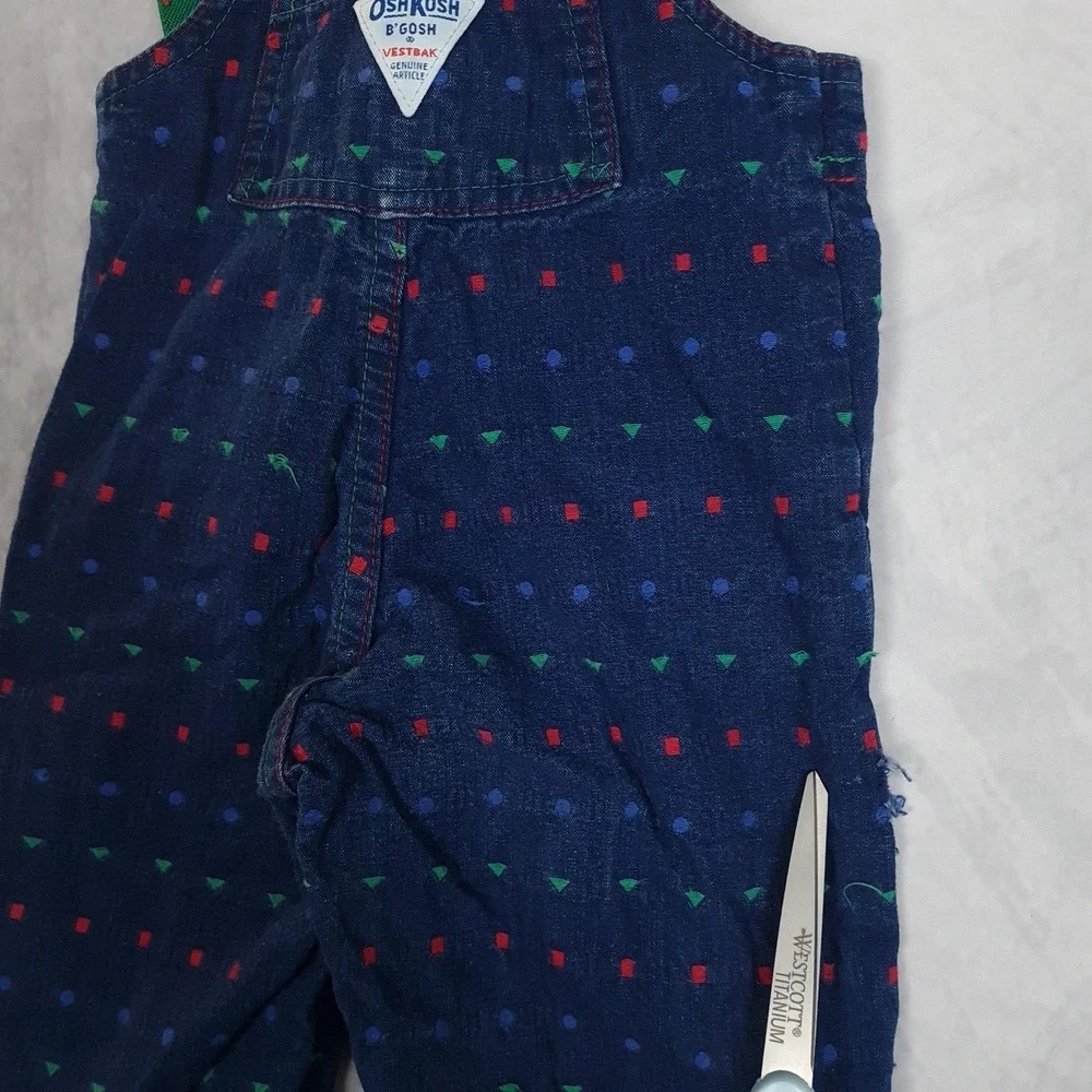 Vintage OshKosh B'gosh Overalls Toddler 3T Vestbak Colorblock Geometric 80s